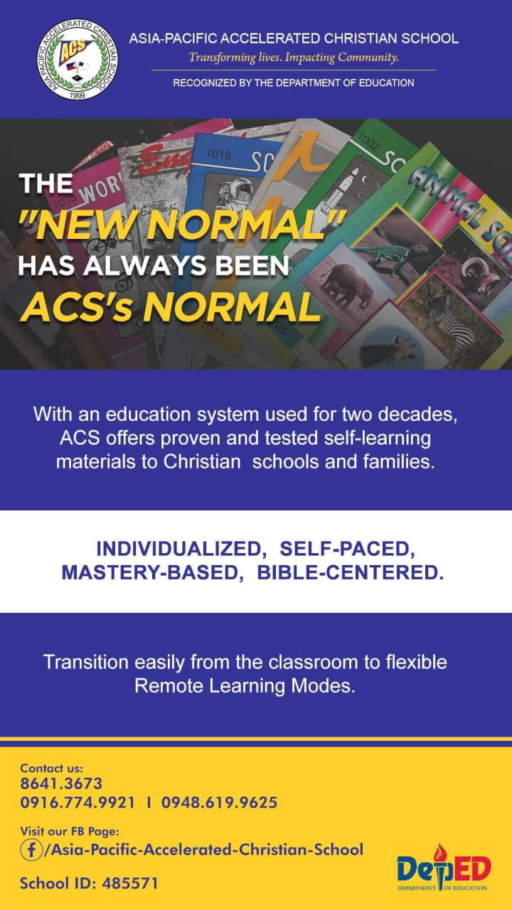 Asia Pacific Accelerated Christian School - New Normal